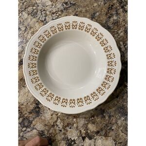 Homer Laughlin Bowl 9"‎ Salad Bowl Brown & White (1)